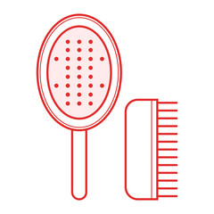Poster - Illustration of two hair brushes one oval shaped with dots and one rectangular with bristles design