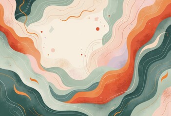 Fototapete - Abstract mixed media art featuring flowing waves and textural complexity