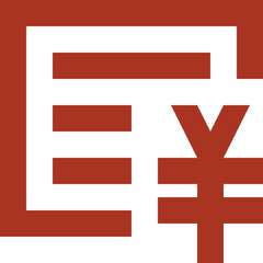 Poster - Illustration of a chinese character with a red outline on a white background in a square format