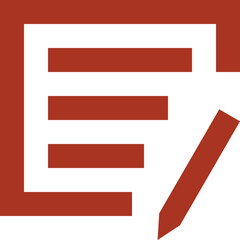 Leinwandbilder - Illustration of a document with horizontal lines and a pencil on the right side in red color