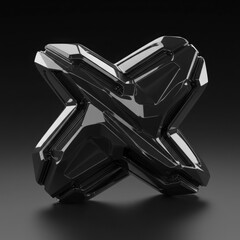 Aufkleber - Abstract futuristic metallic x shape with sharp edges and reflective surfaces