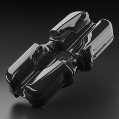 Aufkleber - Futuristic black abstract object with smooth glossy surface and reflections