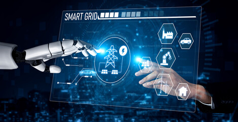 Poster - AI optimizes smart grid infrastructure by integrating renewable energy, managing distribution, and enabling intelligent demand response for sustainable power systems Vouch