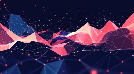 Poster - Abstract network connections with geometric shapes, data stream concept