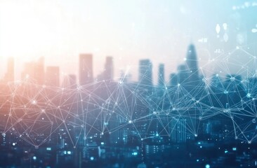 Poster - Futuristic city skyline with network connection for modern technologies