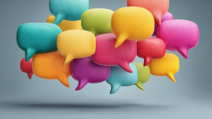 Aufkleber - A bunch of colorful speech bubbles floating in the air. The speech bubbles are of different colors and sizes, and they seem to be conveying a sense of excitement and energy