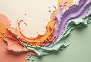Aufkleber - Digital illustration of adaptogenic mushroom powder mixing with a colorful liquid swirl
