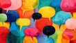 © Formoney - A colorful painting of many different colored speech bubbles. The painting is full of different colors and shapes, and it seems to be a representation of the many different voices