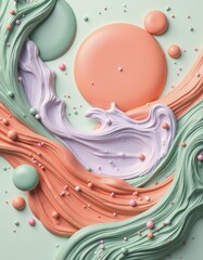 Poster - Digital illustration of collagen peptides mixing with liquid for beauty enhancement