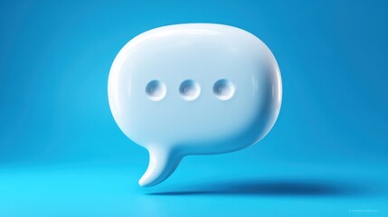 Aufkleber - A white speech bubble with three dots on it is floating in a blue background. The bubble is a symbol of communication and the blue background represents the sky