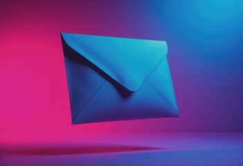 Poster - Blank envelope gently suspended in the air against a vibrant background