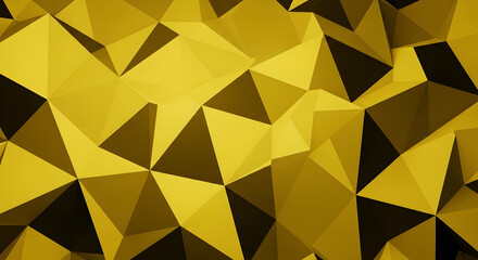 Poster - Abstract Geometric Background Design With Golden Low Poly Surface
