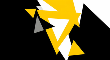 Aufkleber - Abstract Geometric Composition With Yellow And Black Triangles Arrangement