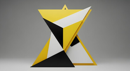 Aufkleber - Abstract Geometric Shape With Triangles In Yellow White And Black Colors
