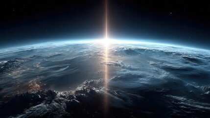Wall Mural - the image captures the breathtaking view of earth from space, showcasing the curvature of the planet