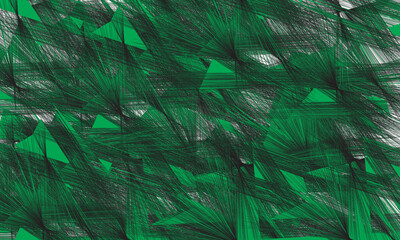 Fototapete - Abstract green background with dark lines and geometric shapes pattern art