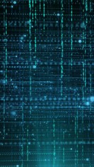 Poster - Animation of vertical lines over horizontal lines of glowing blue particles on black background