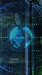 Poster - Animation of data processing and globe over server room