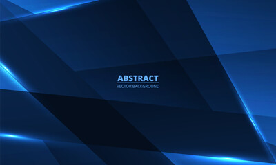 Wall Mural - dark blue abstract background with geometric dynamic glowing diagonal lines. vector abstract backgro