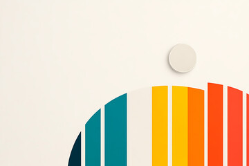 Aufkleber - A minimalistic, abstract design featuring a semicircle of colorful vertical bars, creating a vibrant and modern aesthetic against a soft, neutral background.