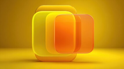 Fototapete - Bright yellow and orange shapes overlap in an abstract arrangement, creating a vibrant composition that emphasizes color and form, suitable for modern design themes.