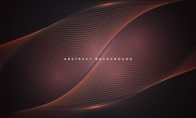 Wall Mural - Dark red wavy lines on dark abstract technology background. Vector illustration