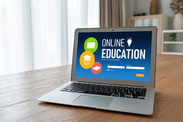 Poster - E-learning website with modish sofware for student to study online on the internet network