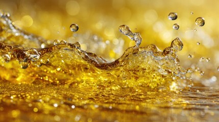 Poster - Bright sunlight illuminates sparkling water droplets creating mesmerizing patterns as they splash against each other. The vibrant scene captures the beauty of nature.