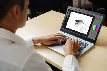 Fototapete - Architectural design modish software application for architect business and professional designer