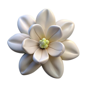 Cream colored 3d flower graphic isolated on transparent background