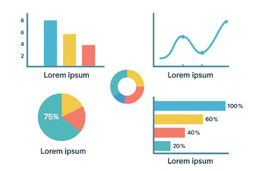 Poster - A contemporary infographic template featuring  diagrams, statistics bars, line graphs, and charts suitable for a finance report, accompanied by a diagram template, chart graph, UI and UX Kit