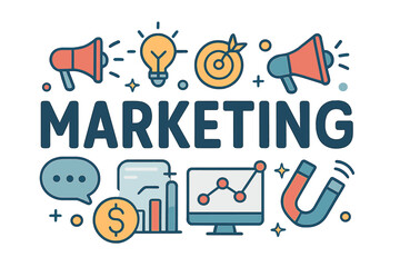 Poster - Creative vector illustration of the word marketing in typographic lettering