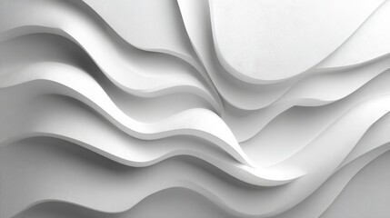 Poster - Curved layers of white paper create a dynamic visual effect, highlighting smooth contours and shadows in a contemporary interior space. This design offers an elegant backdrop.