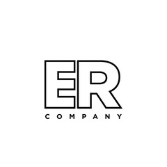 Aufkleber - Letter E and R, ER logo design template. Minimal monogram initial based logotype.