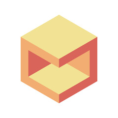 Poster - Abstract isometric cube in warm earth tones.  Creates an illusion of depth and perspective, perfect for presentations, websites, or designs needing a modern, minimalist feel.