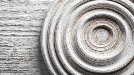 Poster - A white circle with brown spots on it. The circle is on a wooden surface. The circle is the main focus of the image