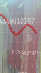Poster - Animation of numbers changing and red line processing over rail of hanging clothes in shop