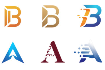 Poster - Creative initial letter marks showcase various A and B letterforms, suitable for company identity designs and modern business branding solutions.