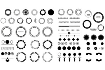 Poster - Collection of geometric elements offers versatile resources for logo creation, borders, frames, and ornamental designs for professional projects.
