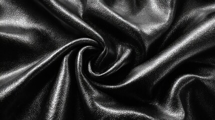 Poster - A black fabric with a shiny surface. The fabric is rolled up and has a shiny surface