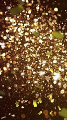 Aufkleber - Animation of gold confetti falling over glowing golden spots in the background