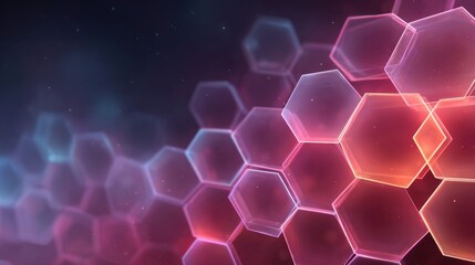 Fototapete - A colorful image of hexagons with a blue background. The image is abstract and has a futuristic feel to it