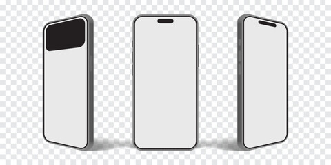 Poster - 3D Realistic Smartphone Mockup – Smart Mobile Phone Template with Notification and Navigation Bar for App, Website, and UI Design. Vector.