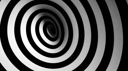 Poster - A spiral with black and white stripes. The spiral is very large and has a hole in the middle