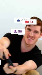 Poster - Animation of notification bars over excited caucasian man playing video game at home