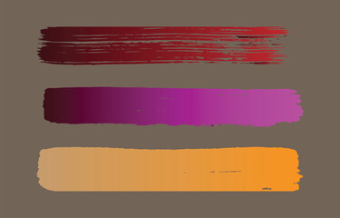 Poster - Three horizontal brush strokes in red purple and orange with a textured effect on a muted brown background