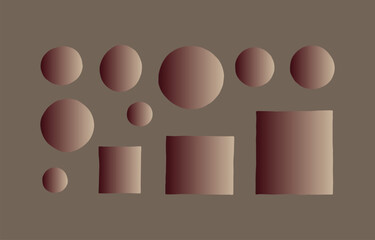Poster - Abstract composition of rounded squares and circles with a subtle gradient effect against a muted brown background
