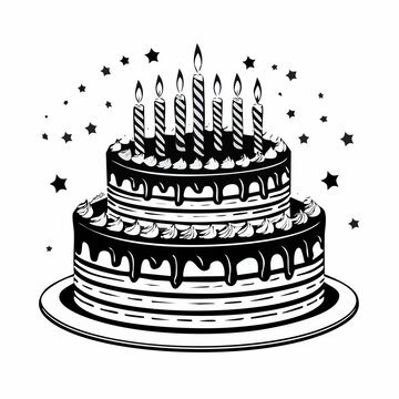 Birthday cake with candles image vector isolated on white background.