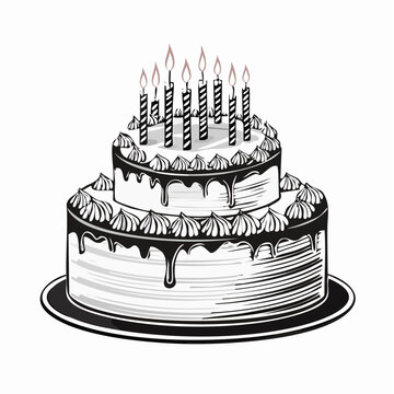 Birthday cake with candles image vector isolated on white background.
