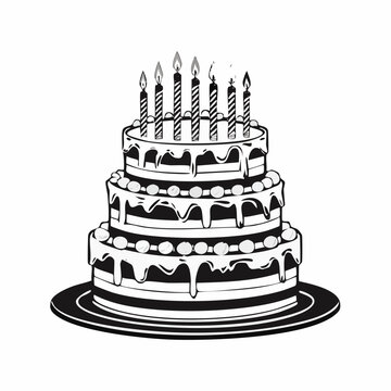 Birthday cake with candles image vector isolated on white background.